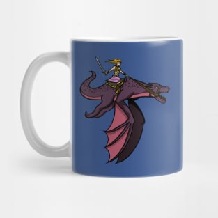 Princess Riding Mythical Dragon Fantasy Warrior Mug